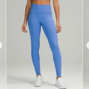 Lululemon Fast and Free Hi-Rise 28” Tight, Brushed Fabric, Blue Nile Size 2